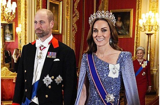 Os príncipes de Gales William e Kate no banquete real