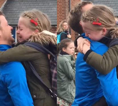 Pai faz surpresa à filha que não via há 4 meses