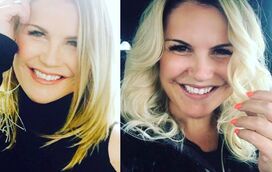 Katia Aveiro pinta o cabelo de loiro platinado