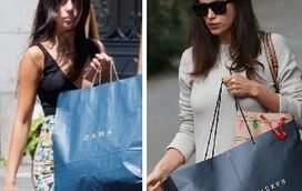 Georgina imita Irina e esconde a barriga com saco das compras