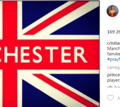 Cristiano Ronaldo e muitas celebridades estão chocados com atentado em Manchester
