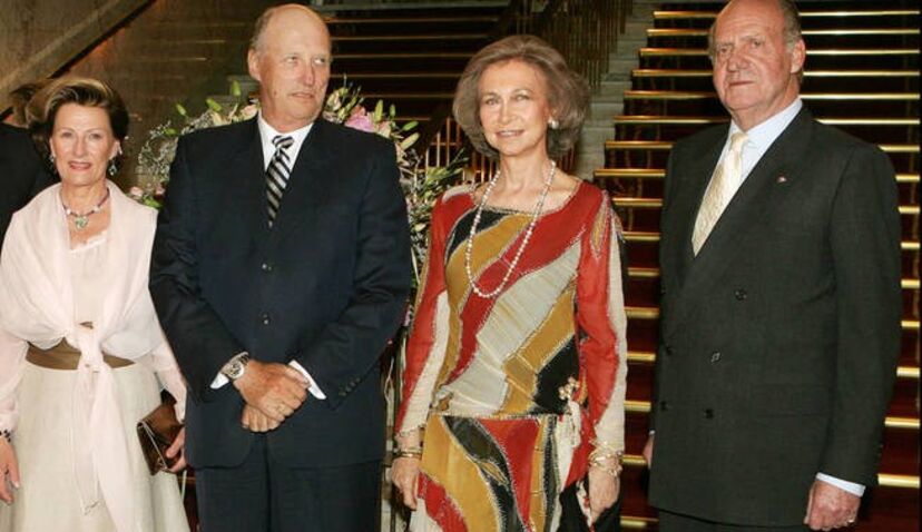 Rei João Carlos, Rainha Sofia, Harald e Sonia da Noruega 