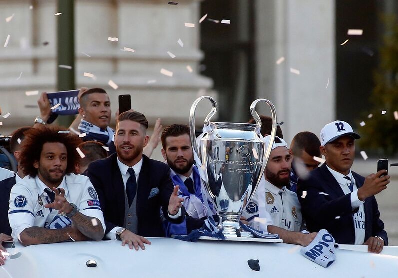 Ronaldo, Real Madrid, celebração, Campeões Europeus, Madrid