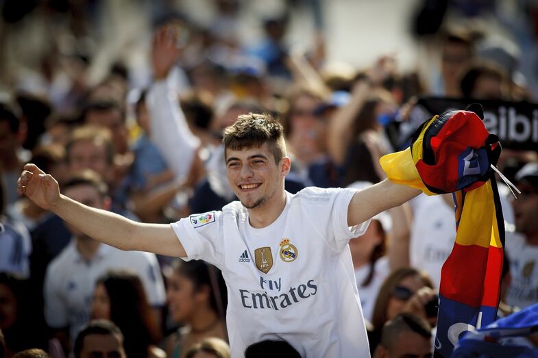 Ronaldo, Real Madrid, celebração, Campeões Europeus, Madrid
