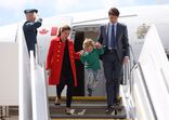 O primeiro-ministro canadiano Justin Trudeau, a mulher, Sophie Gregoire e o filho