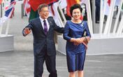 Presidente da Coreia do Sul, Moon Jae e a mulher, Kim Jung Sook
