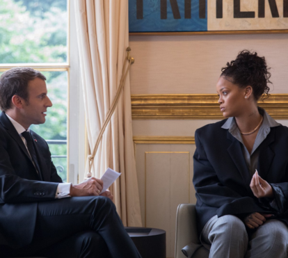 Depois de Bono dos U2, Rihanna encontra-se com presidente e primeira-dama de França