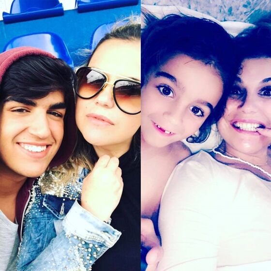 Katia Aveiro e os filhos