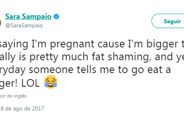 Tweet de Sara Sampaio