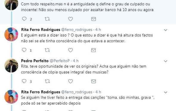 Comentário de Rita Ferro Rodrigues provoca discussão no twitter