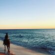 Madonna, pop, comporta, cavalo, praia
