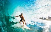 Surfista, praia, ondas