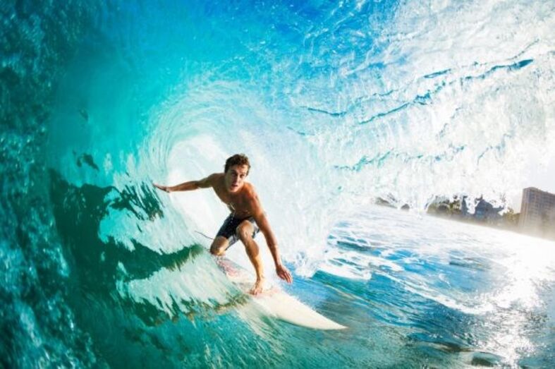 Surfista, praia, ondas