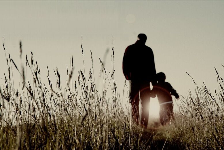 pai, filho, passeio, cumplicidade, pôr do sol