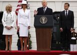 Donald Trump, Emmanuel Macron, Brigitte Macron, Melania Trump 