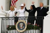 Donald Trump, Emmanuel Macron, Brigitte Macron, Melania Trump 