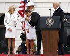 Donald Trump, Emmanuel Macron, Brigitte Macron, Melania Trump 
