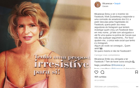 Lili Caneças, roubo identidade 