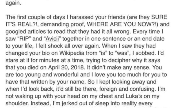 Avicii, Tim Bergling, Tereza Kacerova