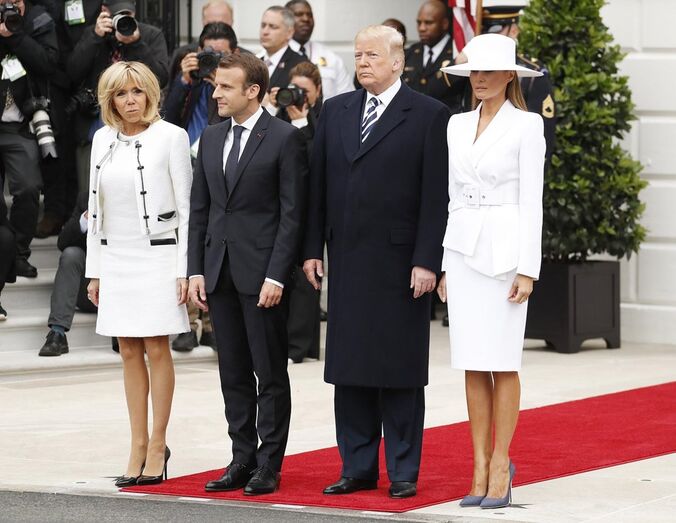 Donald Trump, Emmanuel Macron, Brigitte Macron, Melania Trump 