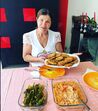 Família Aveiro, cascata e girassóis