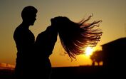 Casal, amor, por do sol, verão