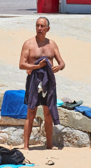 Presidente, Marcelo Rebelo de Sousa, calções, praia, cascais, presidente da república