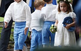 George e Charlotte no casamento de Sophie Carter