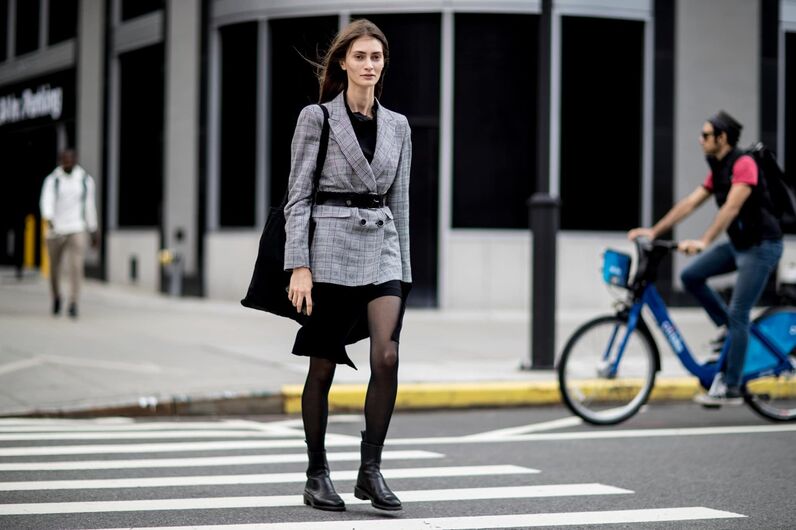 Street Style blazer xadrez