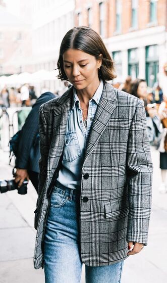 Street Style blazer xadrez