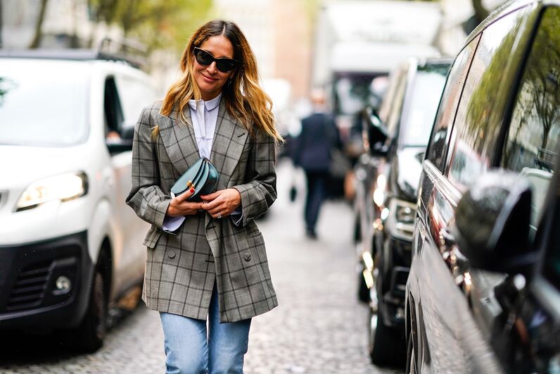 Street Style blazer xadrez