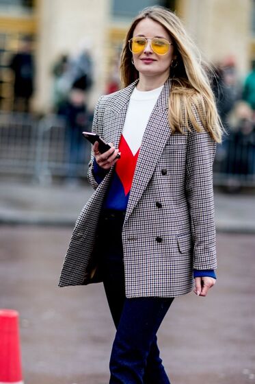 Street Style blazer xadrez
