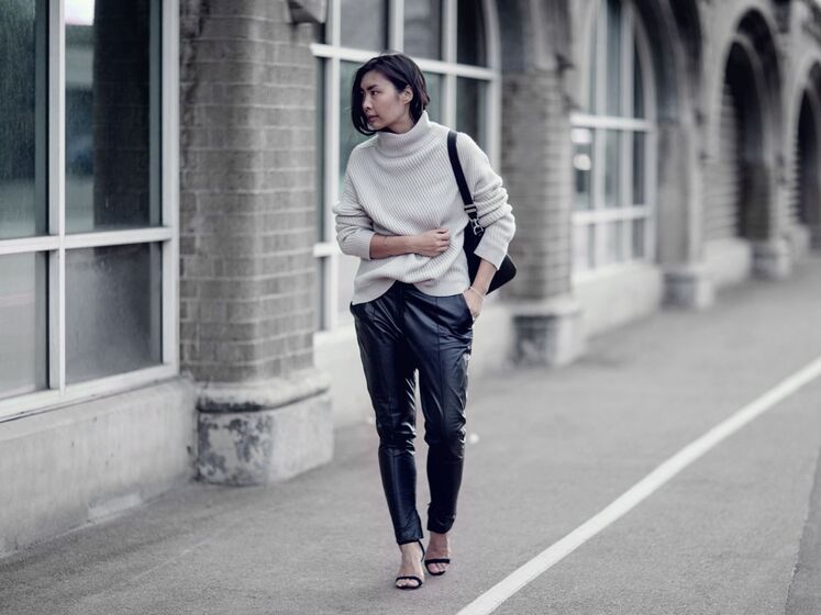 Street Style calças de pele