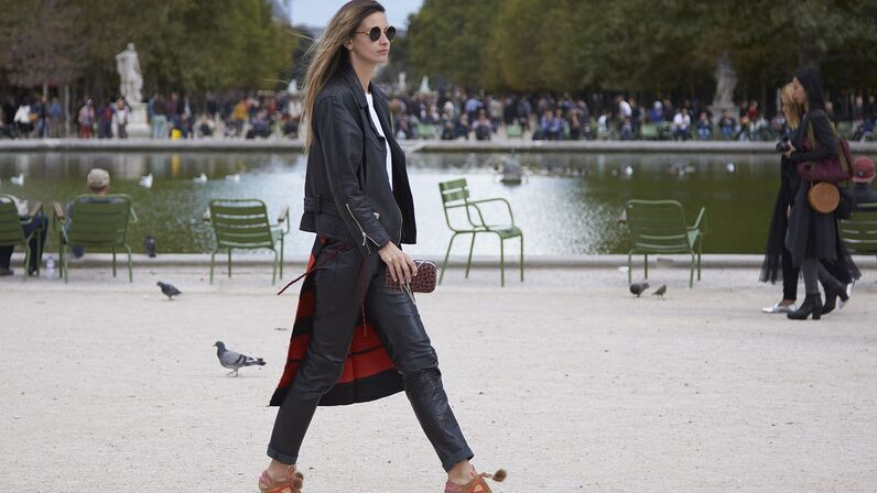 Street Style calças de pele