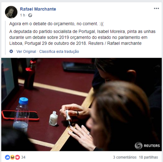 Isabel Moreira pinta as unhas durante debate do OE 2019	
