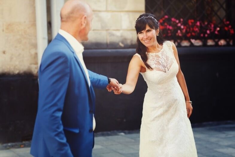 noivos, noiva, casamento, meia-idade