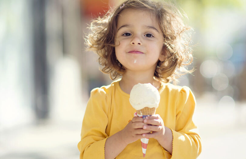 criança, gelado, menina, rapariga, verão, doce