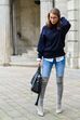 Overknees com skinny jeans