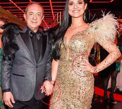 Ângelo Rebelo e nova namorada exibem alianças em festa 