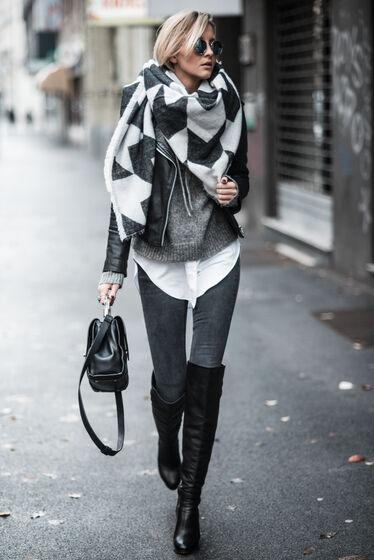 Overknees com skinny jeans