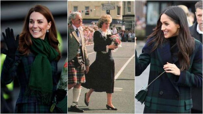 Diana, Kate e Meghan fãs do padrão escocês