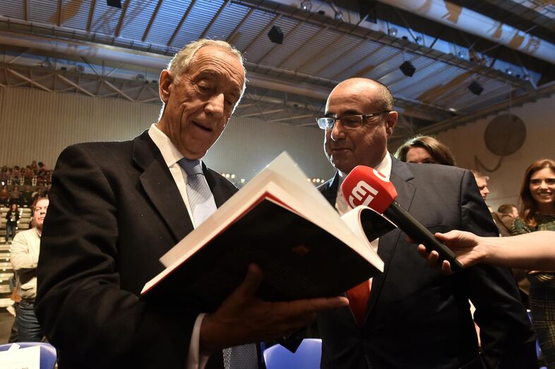 Marcelo Rebelo de Sousa e o diretor-geral do 'CM' e da 'CMTV', Octávio Ribeiro