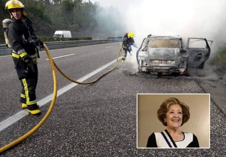 Carro alugado em que seguia Simone de Oliveira arde na A1