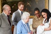 Harry e Meghan Markle na primeira apresentação oficial de Archie.
