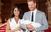 Harry e Meghan Markle, com o primeiro filho Archie. (2019)