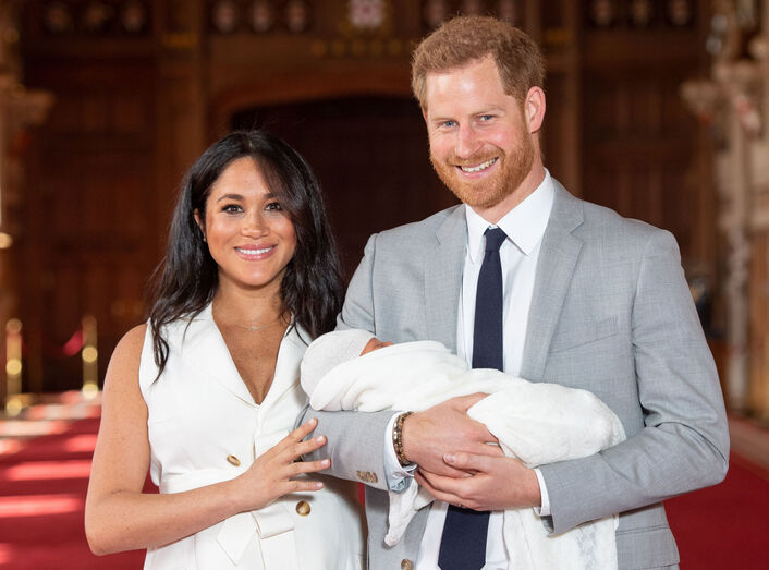 Harry e Meghan Markle, com o primeiro filho Archie. (2019)