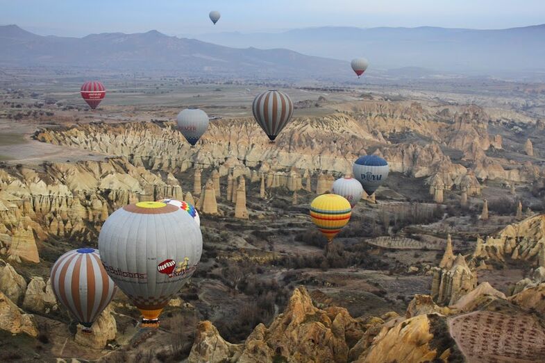 Balões, balões de ar, capadócia, turquia