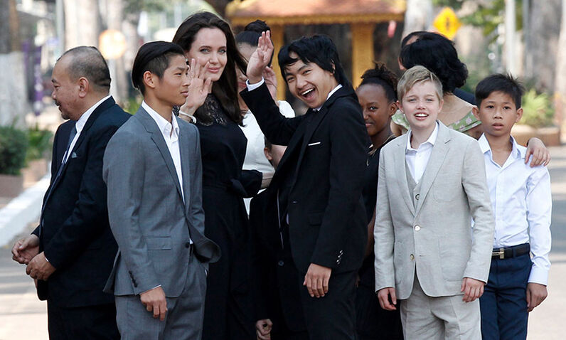 Brad Pitt e Angelina Jolie e a família