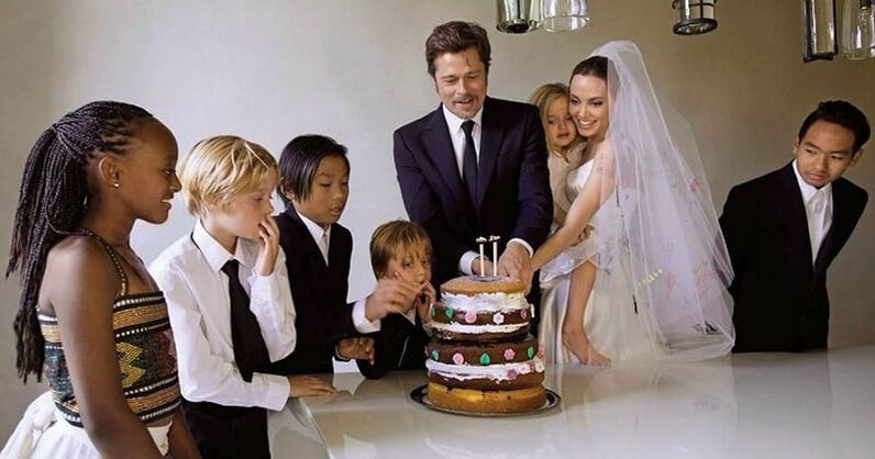 Brad Pitt e Angelina Jolie e a família
