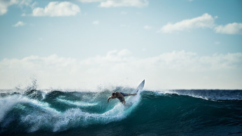 Surfista, onda, praia, surf, sol, mar